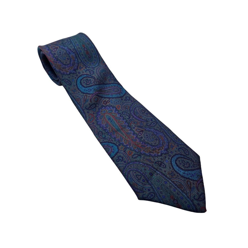 Saks Fifth Avenue Silk Necktie Paisley Pattern Made‎ in USA Mens Tie 57"